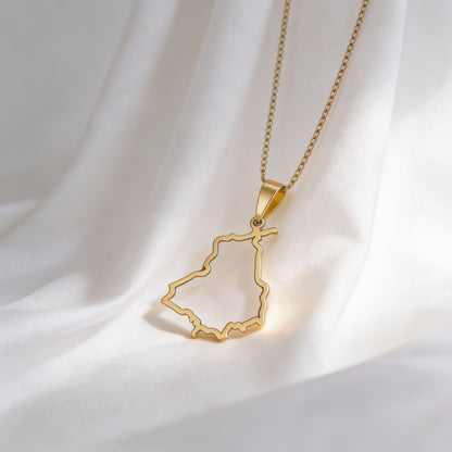 Apna Punjab Necklace (Hollow Map design) – close-up product detail