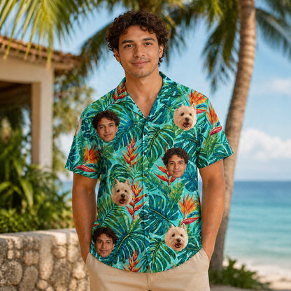 Personalized Face Custom Unisex Tropical Hawaiian Aloha Shirt – size and style reference