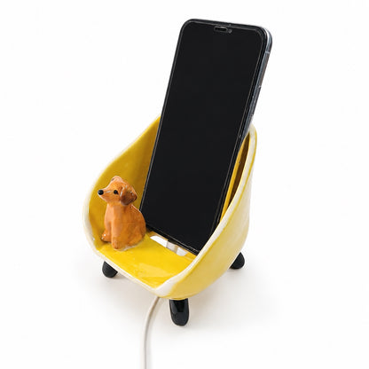 Personalized Ceramic Phone Stand with Custom Pet Figurine – alternate product view