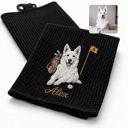 Custom Embroidered Pet Golf Towel with Carabiner – size and style reference