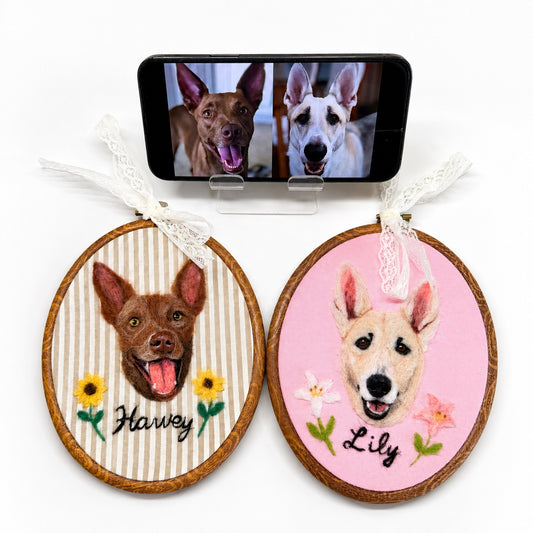 Custom Wool Felt Pet Portrait - Embroidered Wool Art｜Pet Memorial - personalized pet gift main product image