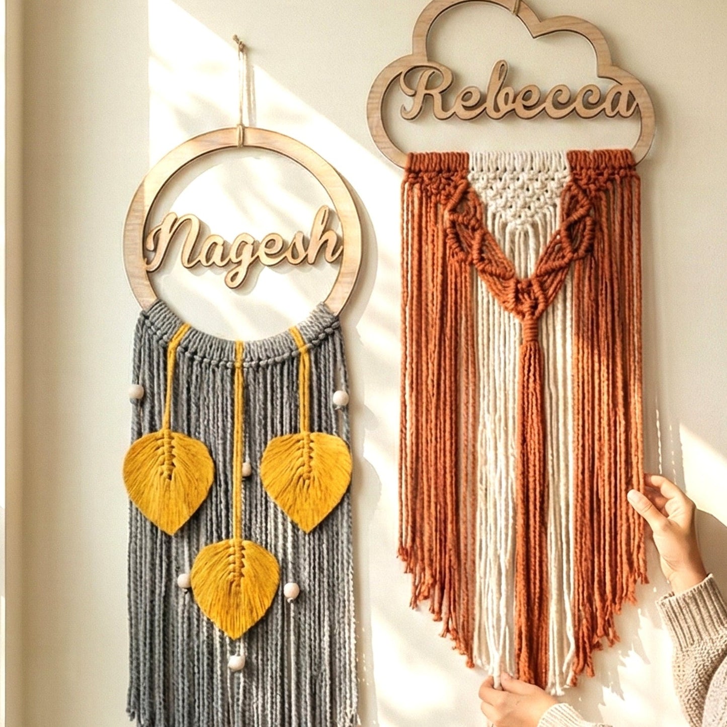 Personalized Dreamcatcher - Two-Color Macrame Name Sign for Nursery - image 1