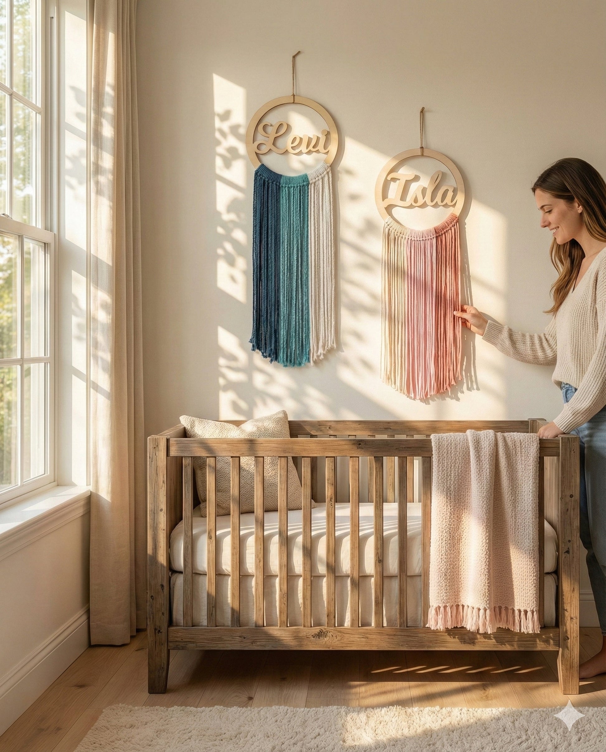 Custom Name Dreamcatcher - Three-Color Macrame Nursery Wall Decor - image 4