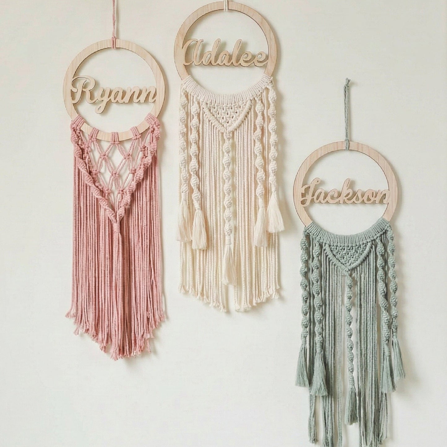 Personalized Name Dreamcatcher - Solid-Color Boho Wall Hanging - image 1