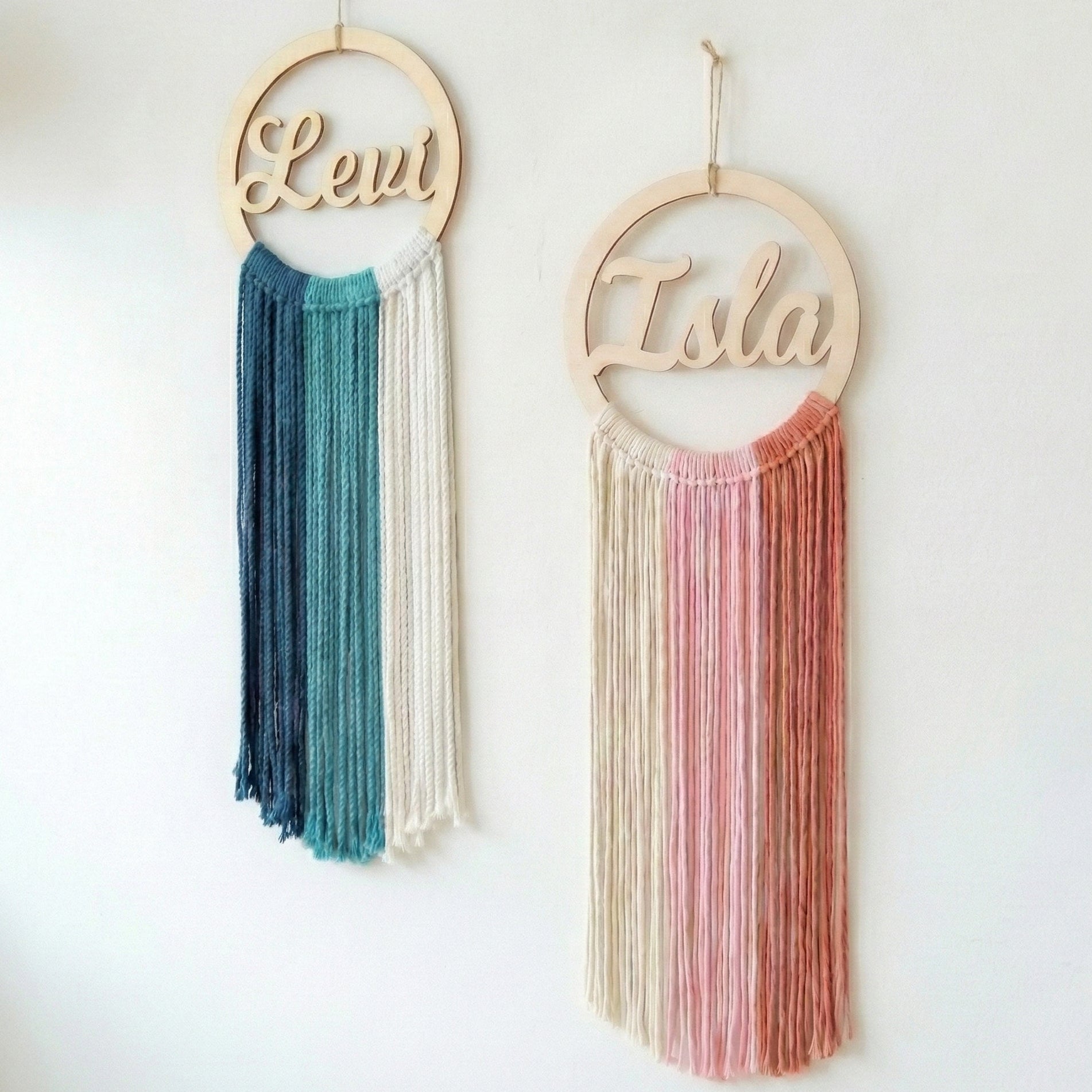 Custom Name Dreamcatcher - Three-Color Macrame Nursery Wall Decor - image 2