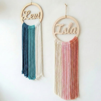 Custom Name Dreamcatcher - Three-Color Macrame Nursery Wall Decor - image 2