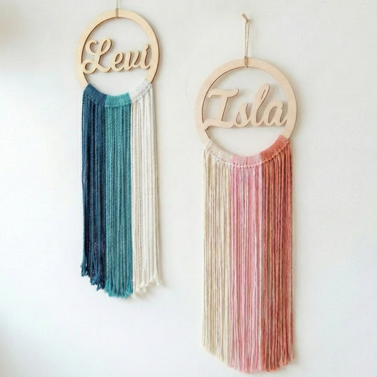 Custom Name Dreamcatcher - Three-Color Macrame Nursery Wall Decor - image 2