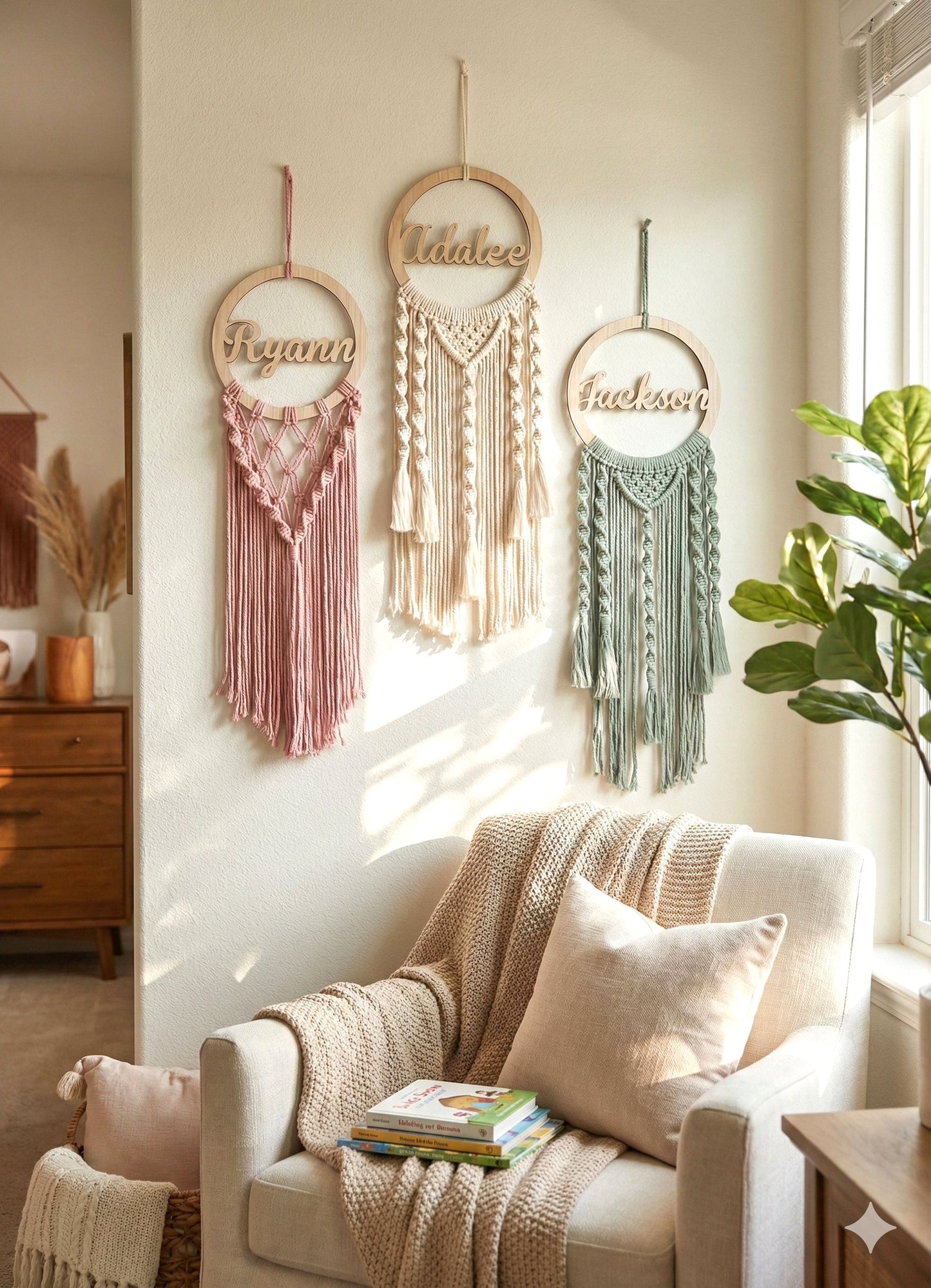 Personalized Name Dreamcatcher - Solid-Color Boho Wall Hanging - image 4