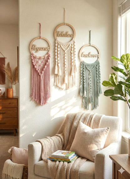 Personalized Name Dreamcatcher - Solid-Color Boho Wall Hanging - image 4