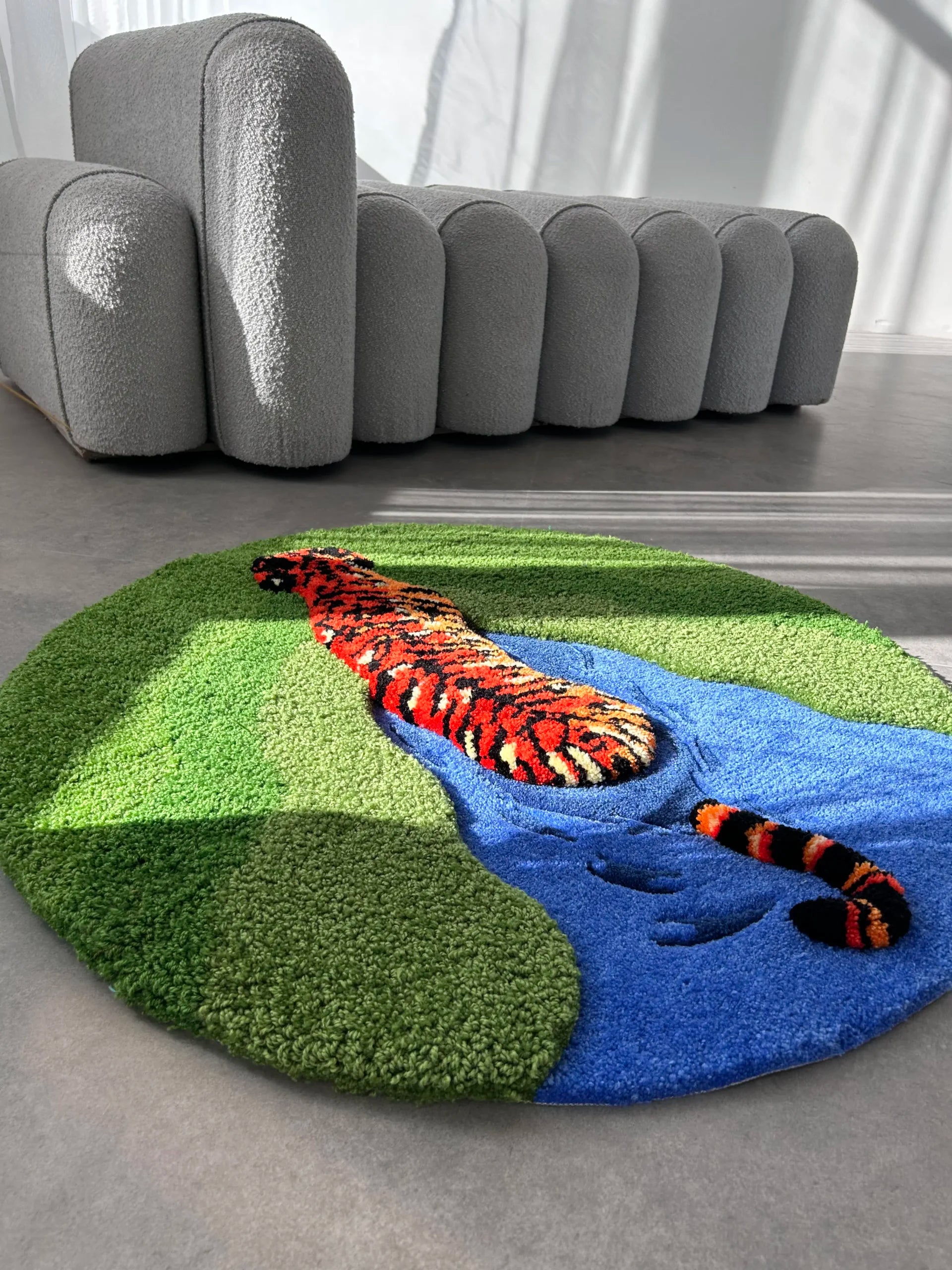 Tiger Tufted Rug - Handmade Style Animal Room Decor - BOYOGO example 3