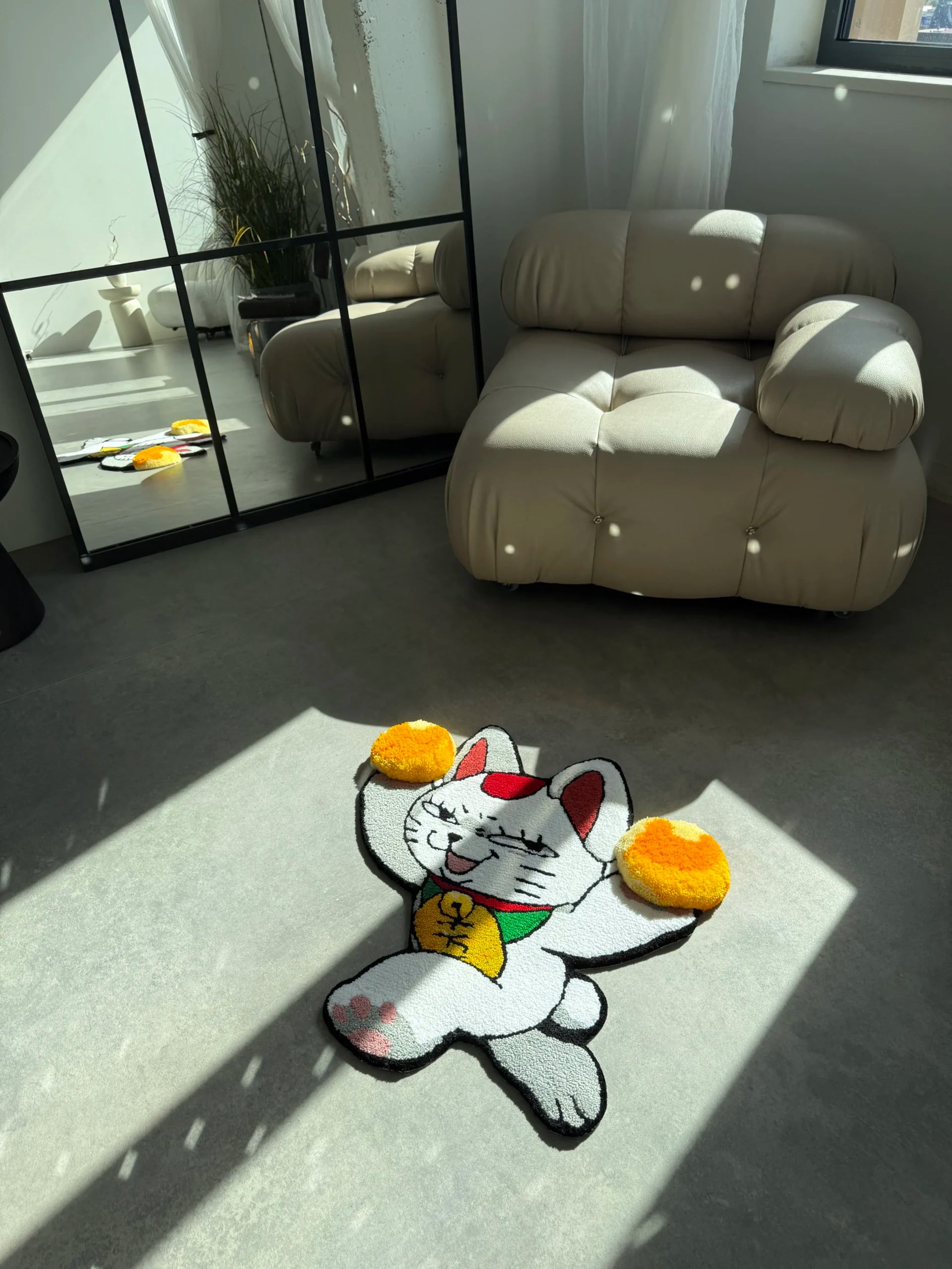 Playful Cat Character Tufted Rug - Cozy Room Accent - BOYOGO example 1