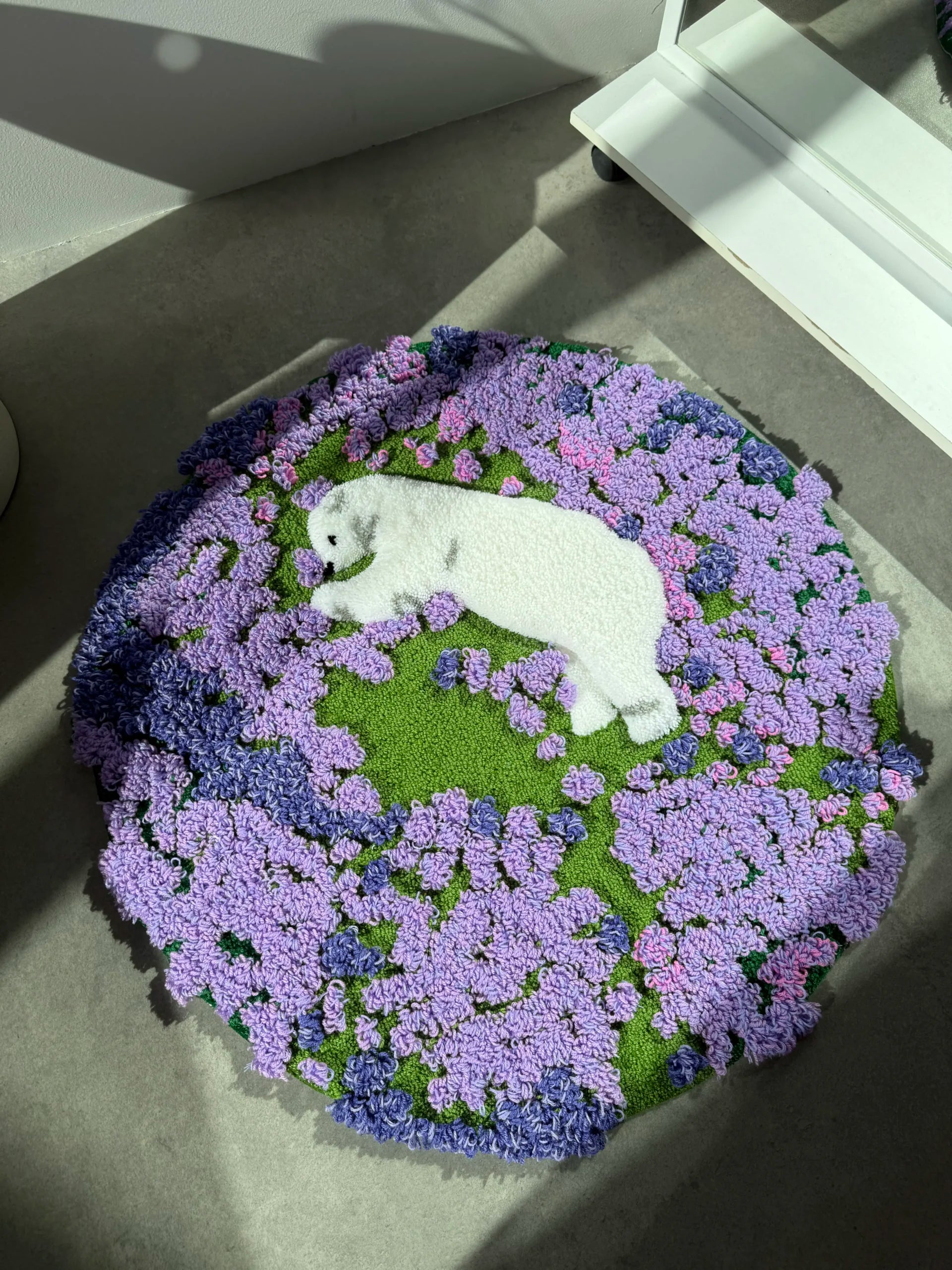 White Bear Floral Tufted Rug - Soft Cozy Bedroom Decor - BOYOGO example 2