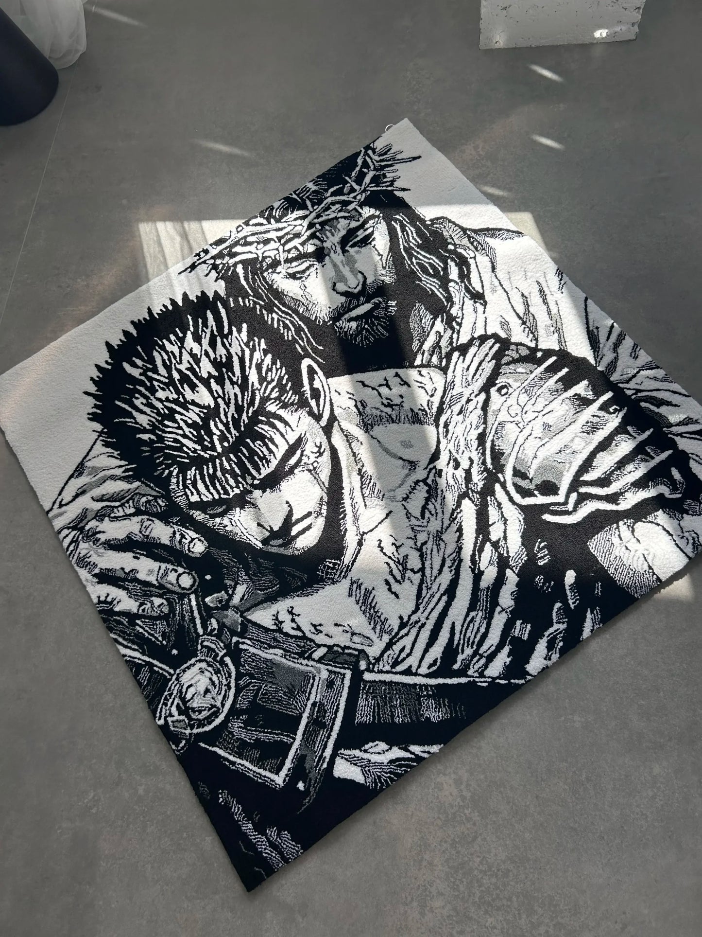 Black Swordsman Inspired Tufted Rug - Dramatic Wall Decor - BOYOGO example 2