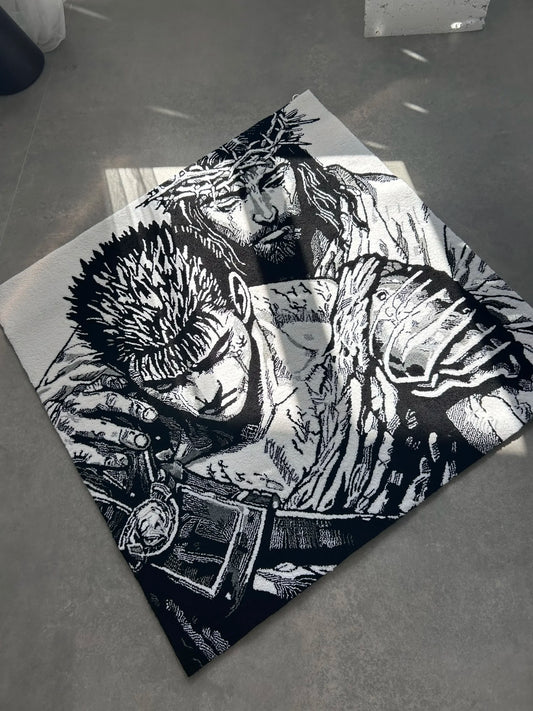 Black Swordsman Inspired Tufted Rug - Dramatic Wall Decor - BOYOGO example 2