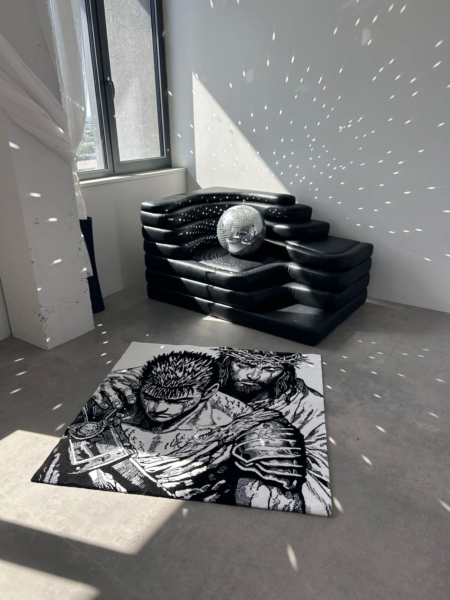 Black Swordsman Inspired Tufted Rug - Dramatic Wall Decor - BOYOGO example 6