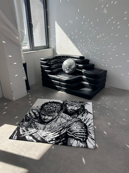 Black Swordsman Inspired Tufted Rug - Dramatic Wall Decor - BOYOGO example 6
