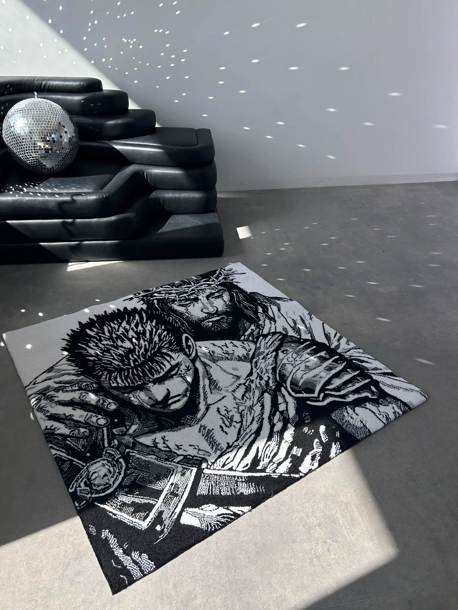 Black Swordsman Inspired Tufted Rug - Dramatic Wall Decor - BOYOGO example 5