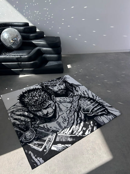 Black Swordsman Inspired Tufted Rug - Dramatic Wall Decor - BOYOGO example 5