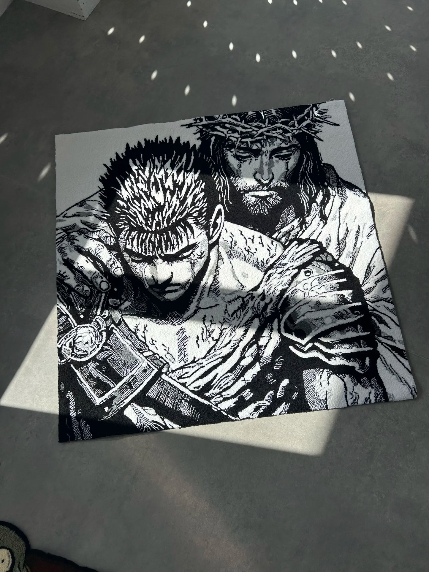 Black Swordsman Inspired Tufted Rug - Dramatic Wall Decor - BOYOGO example 4