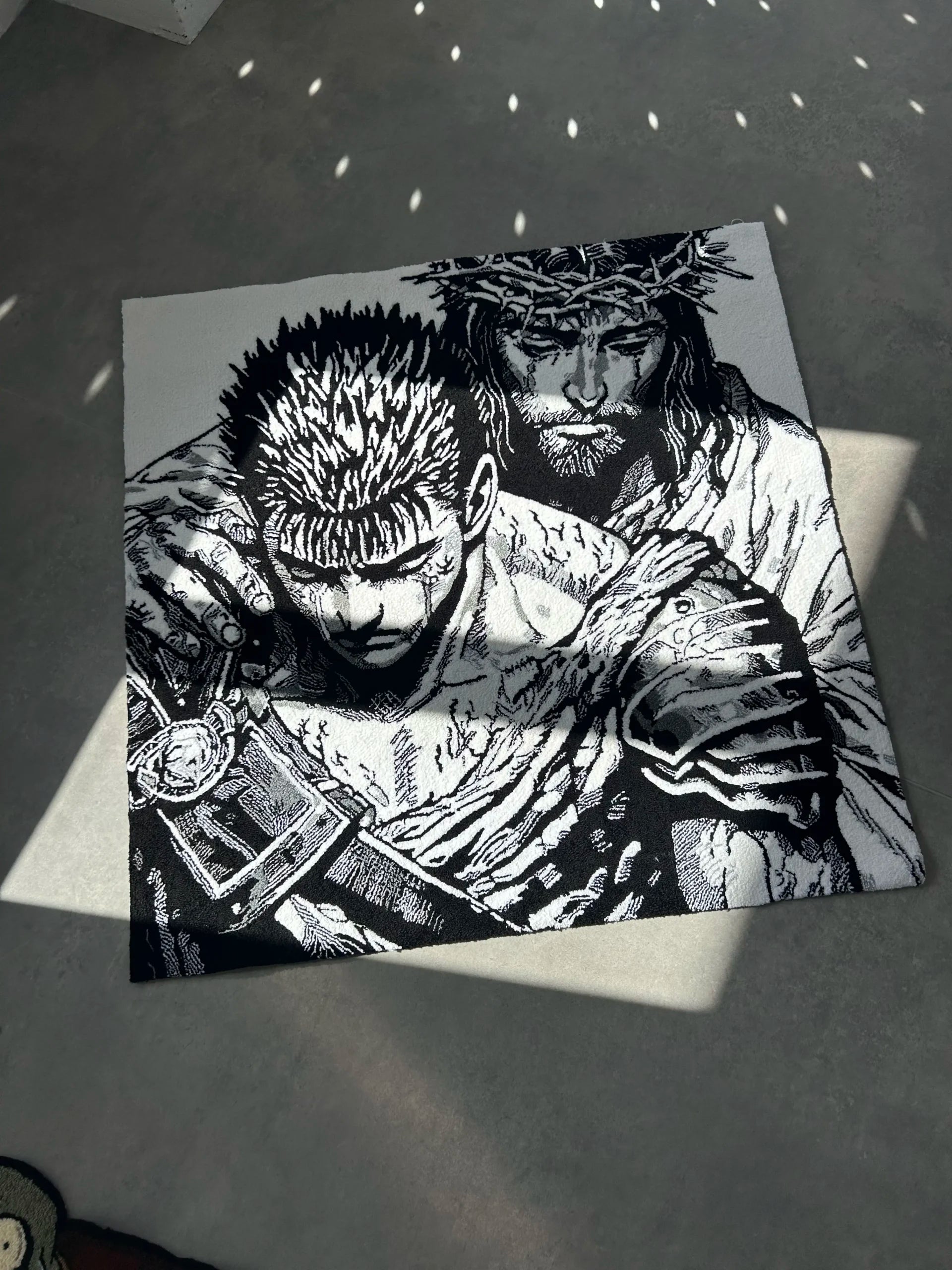 Black Swordsman Inspired Tufted Rug - Dramatic Wall Decor - BOYOGO example 4