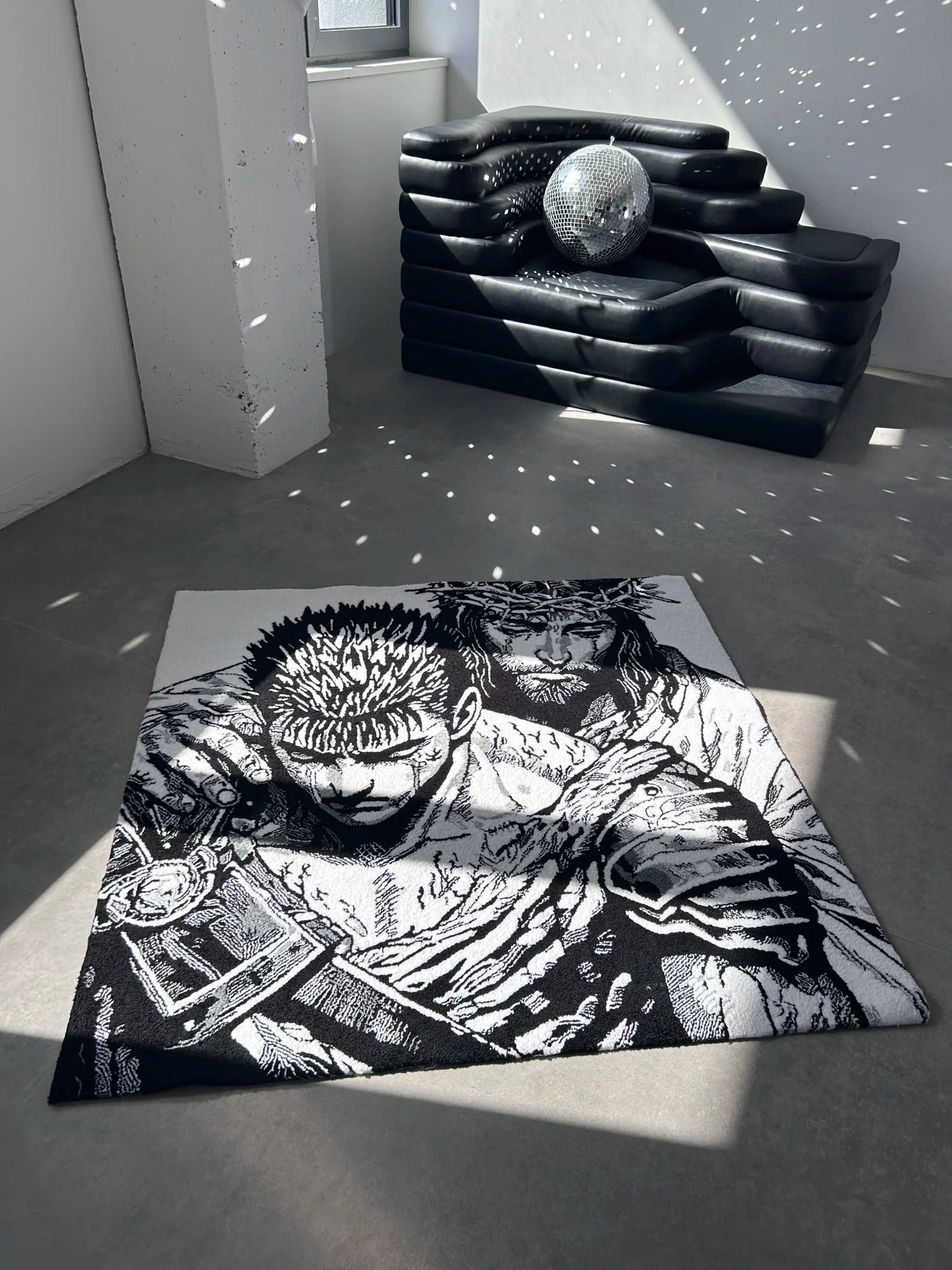 Black Swordsman Inspired Tufted Rug - Dramatic Wall Decor - BOYOGO example 1