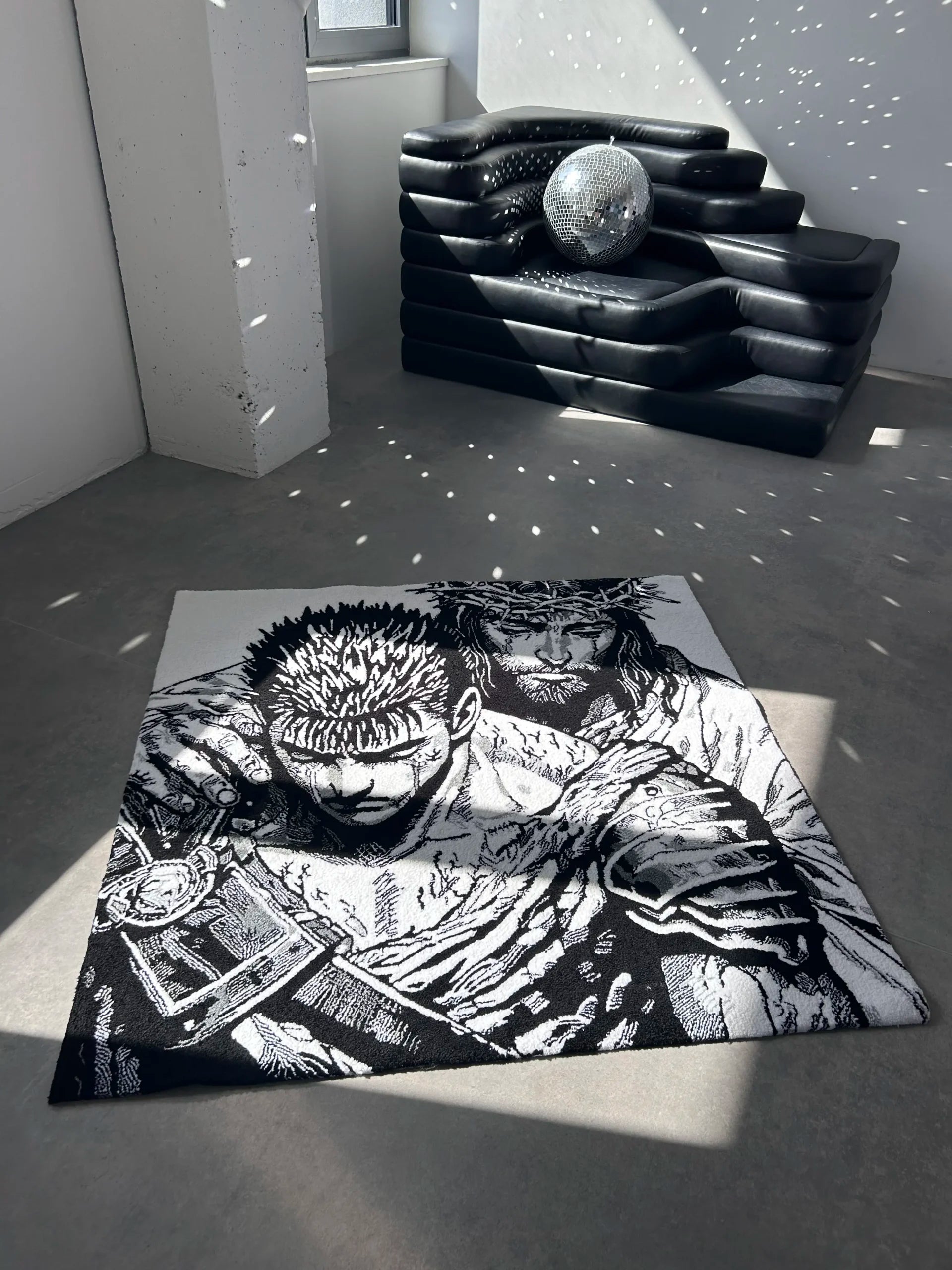 Black Swordsman Inspired Tufted Rug - Dramatic Wall Decor - BOYOGO example 1