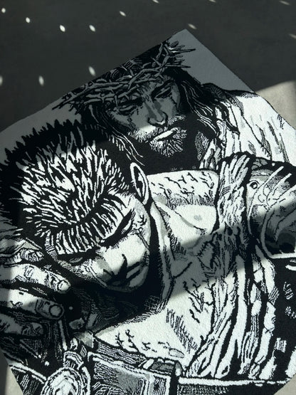 Black Swordsman Inspired Tufted Rug - Dramatic Wall Decor - BOYOGO example 3