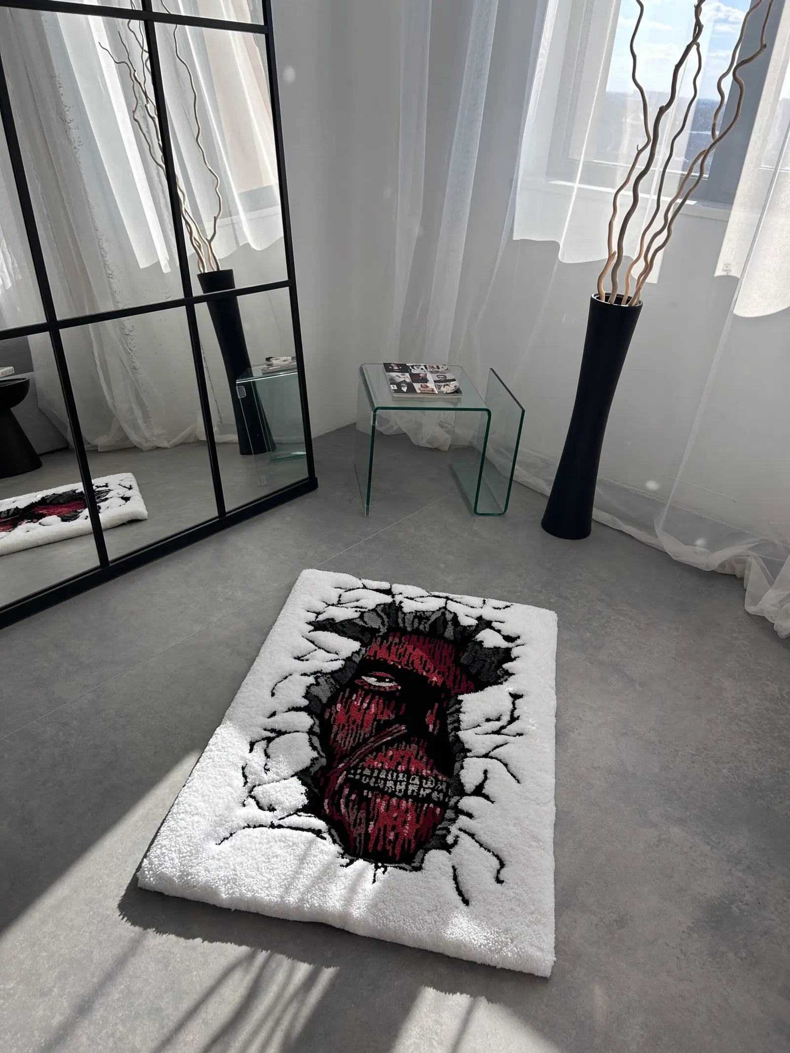 Face-In-Wall Character Tufted Rug - Anime Style Decor - BOYOGO example 1