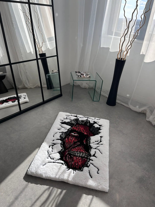 Face-In-Wall Character Tufted Rug - Anime Style Decor - BOYOGO example 1