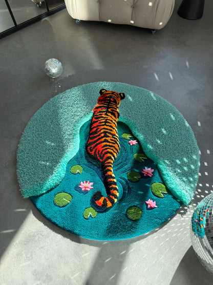 Tiger and Lotus Tufted Rug - Statement Animal Room Decor - BOYOGO example 3