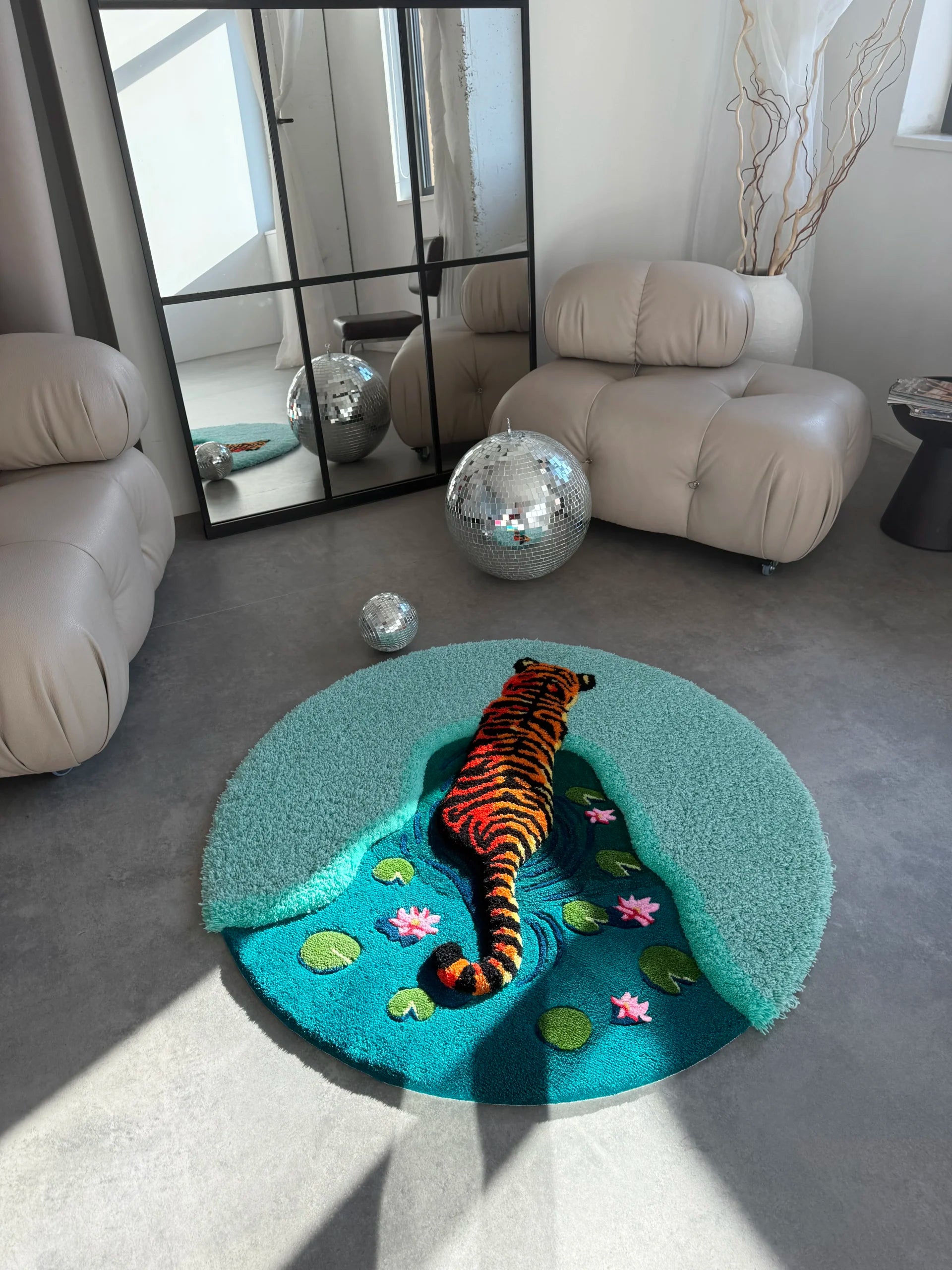 Tiger and Lotus Tufted Rug - Statement Animal Room Decor - BOYOGO example 4