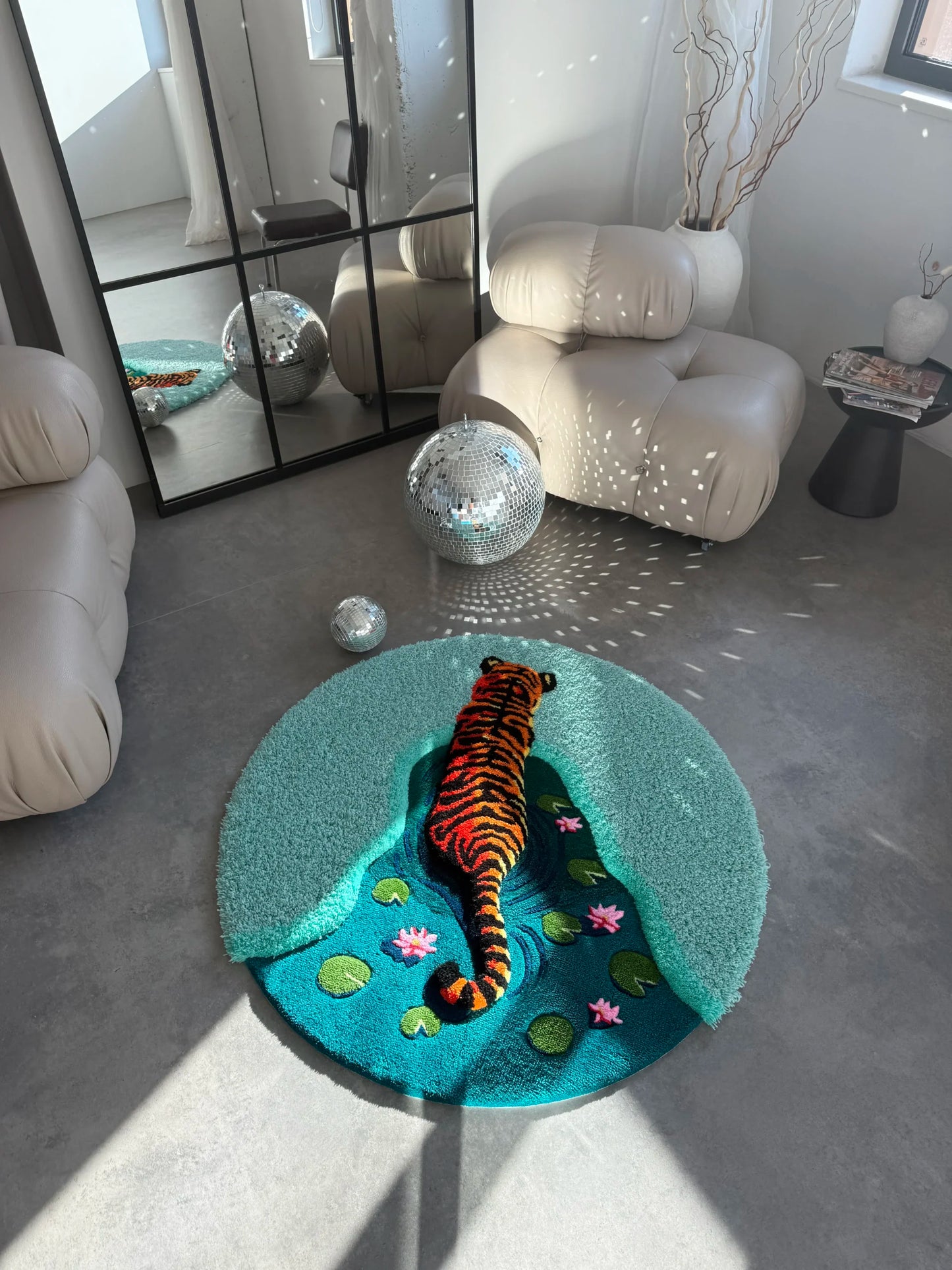 Tiger and Lotus Tufted Rug - Statement Animal Room Decor - BOYOGO example 5