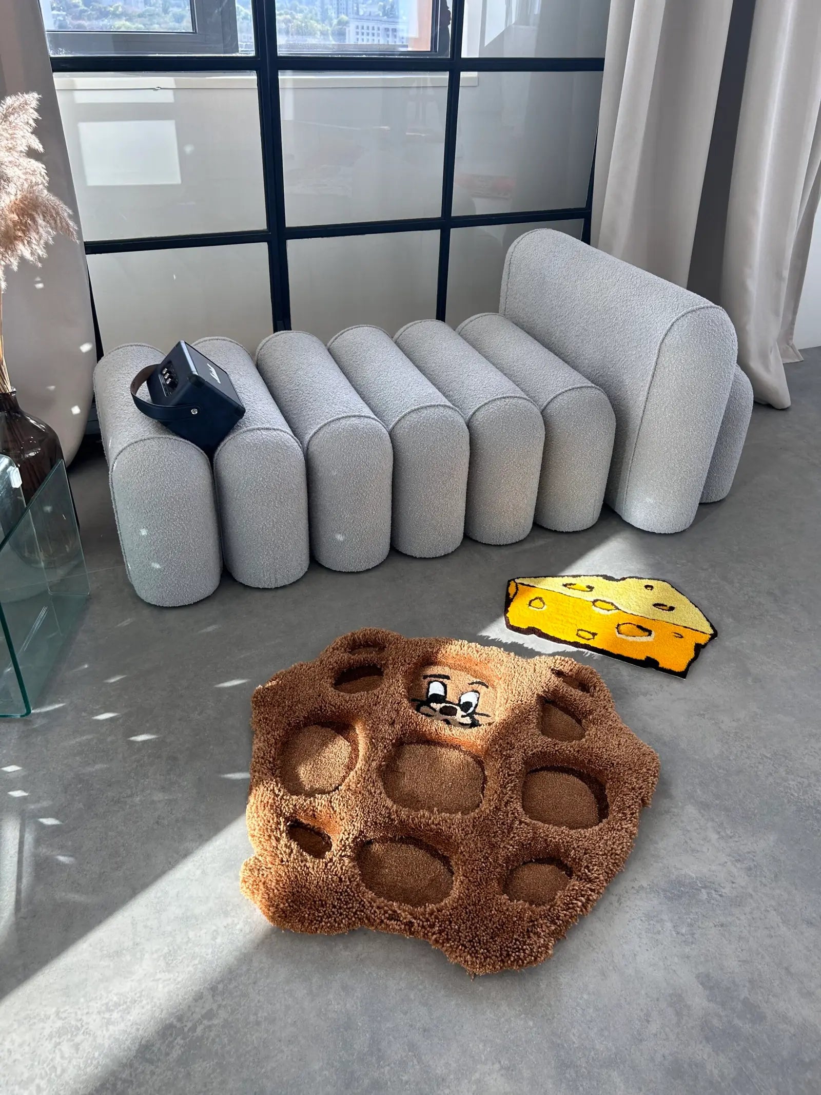 Mouse and Cheese Tufted Rug - Cute Cartoon Room Accent - BOYOGO example 1