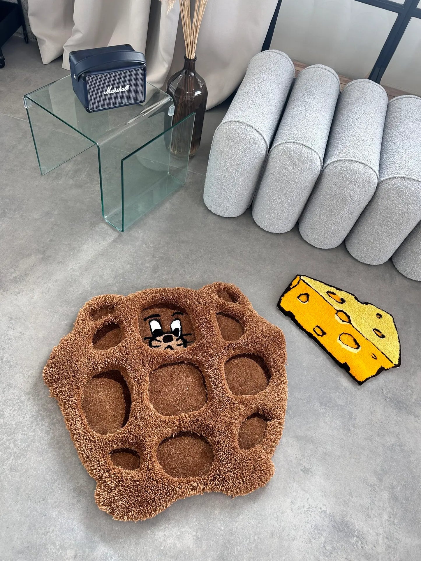 Mouse and Cheese Tufted Rug - Cute Cartoon Room Accent - BOYOGO example 3