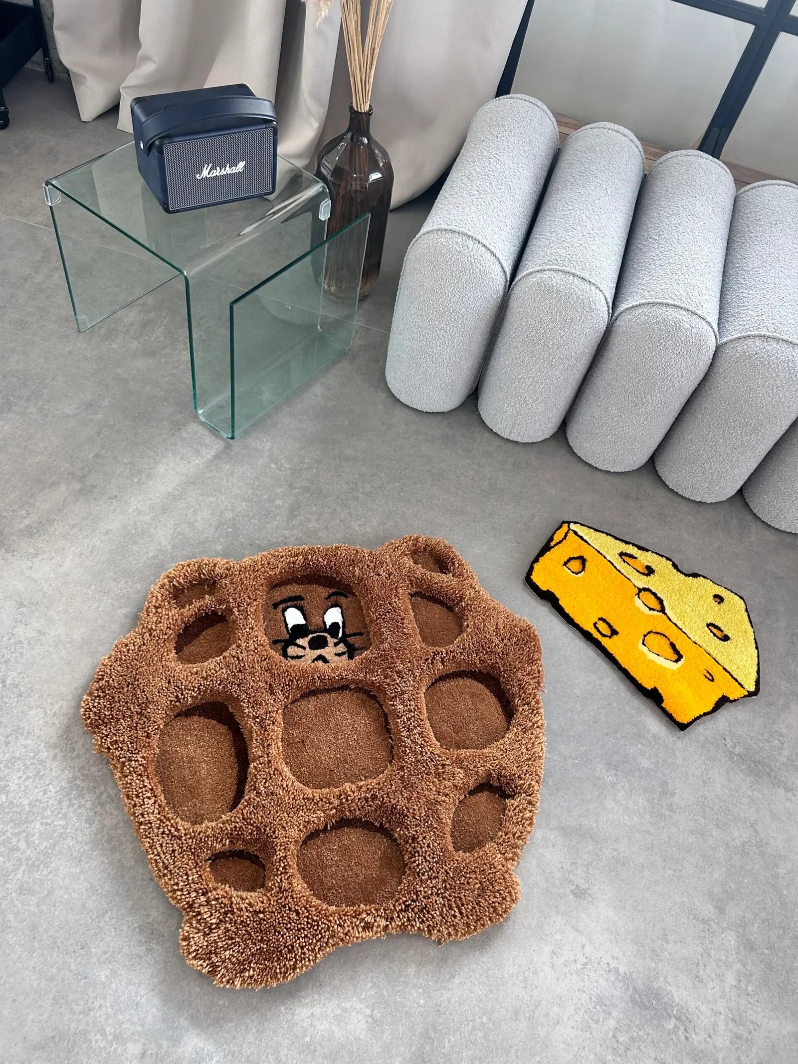 Mouse and Cheese Tufted Rug - Cute Cartoon Room Accent - BOYOGO example 3