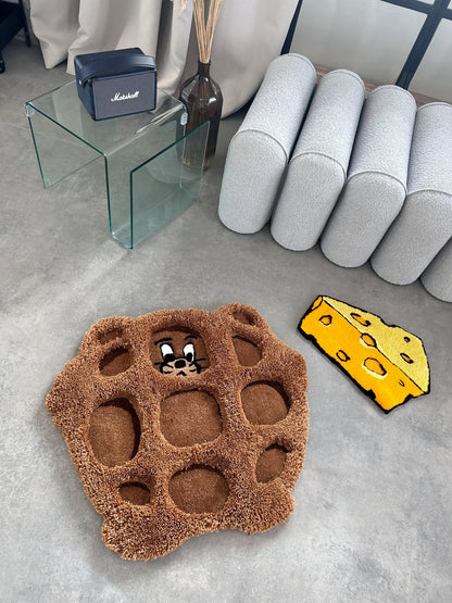 Mouse and Cheese Tufted Rug - Cute Cartoon Room Accent - BOYOGO example 3