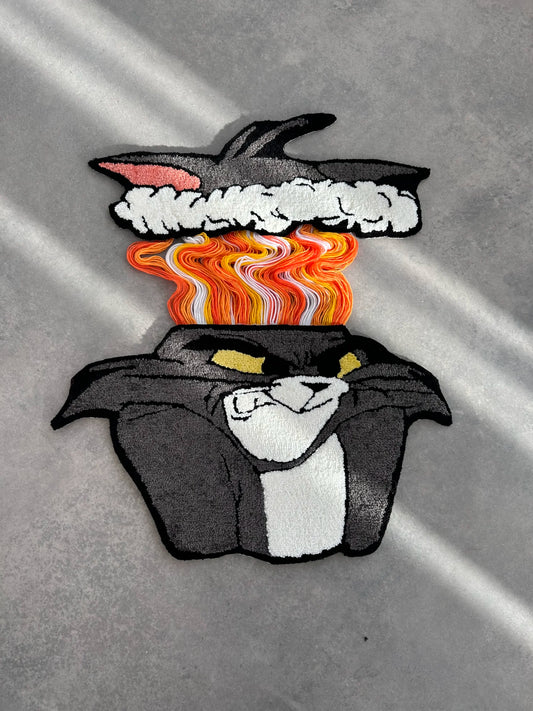 Disgruntled Cat Tufted Rug - Funny Cartoon Room Decor - BOYOGO example 2