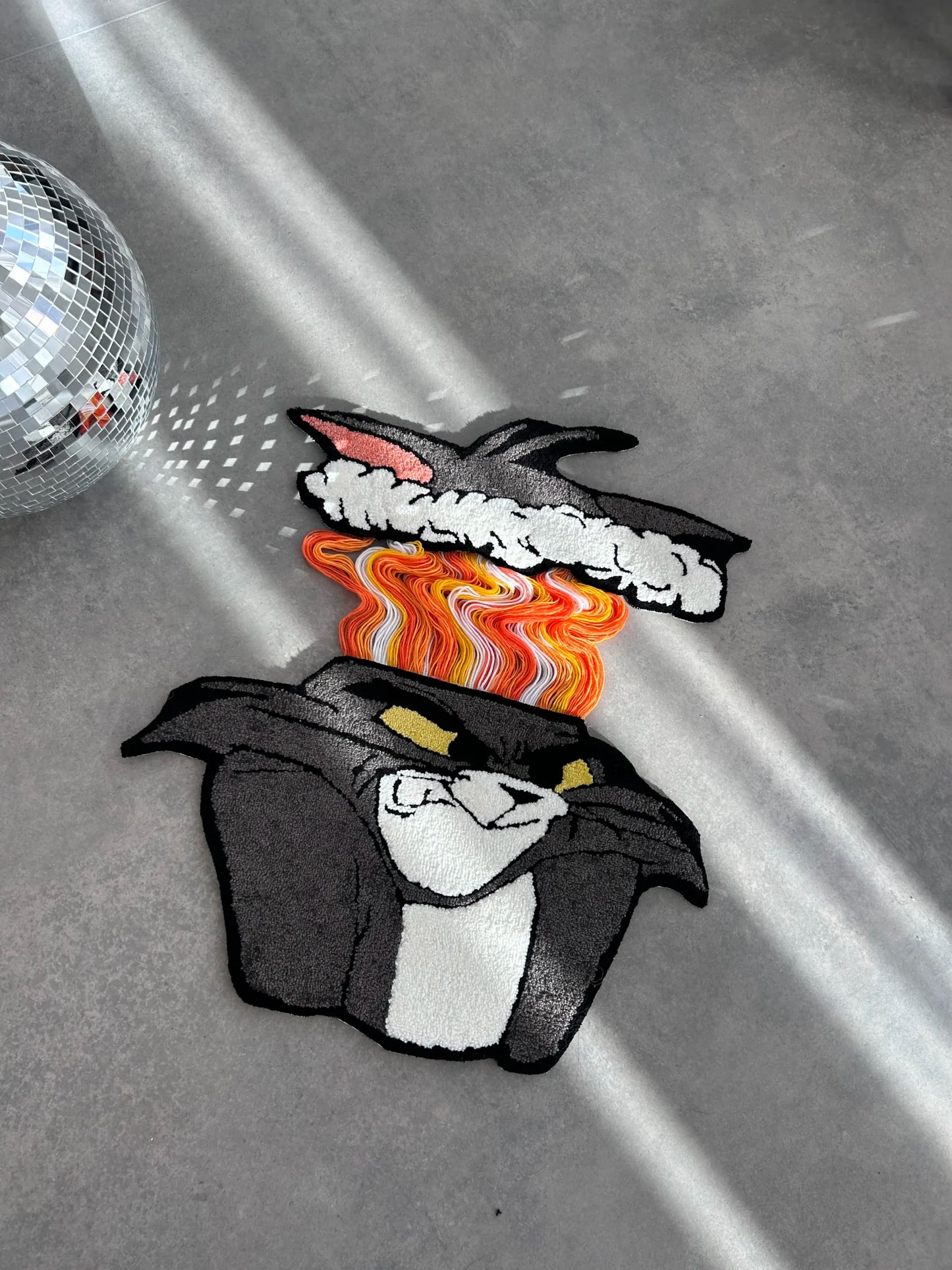 Disgruntled Cat Tufted Rug - Funny Cartoon Room Decor - BOYOGO example 4