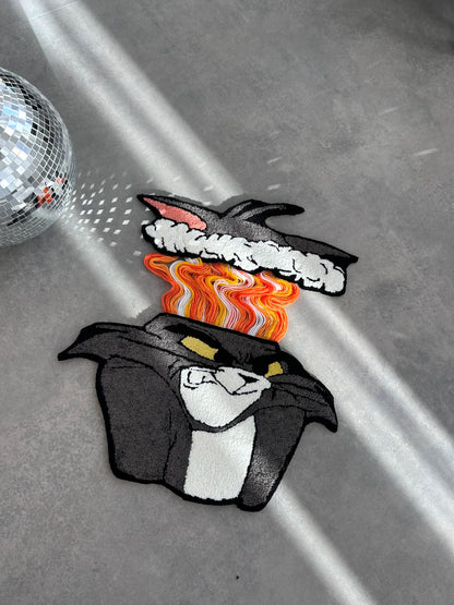 Disgruntled Cat Tufted Rug - Funny Cartoon Room Decor - BOYOGO example 4