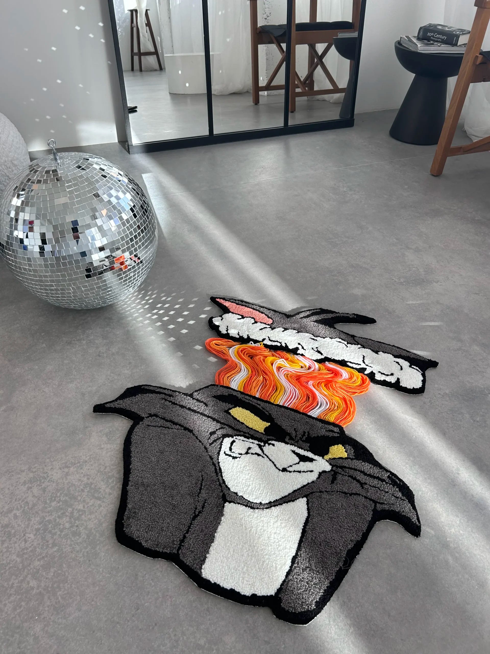 Disgruntled Cat Tufted Rug - Funny Cartoon Room Decor - BOYOGO example 5