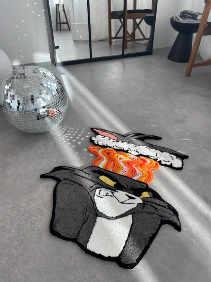 Disgruntled Cat Tufted Rug - Funny Cartoon Room Decor - BOYOGO example 5