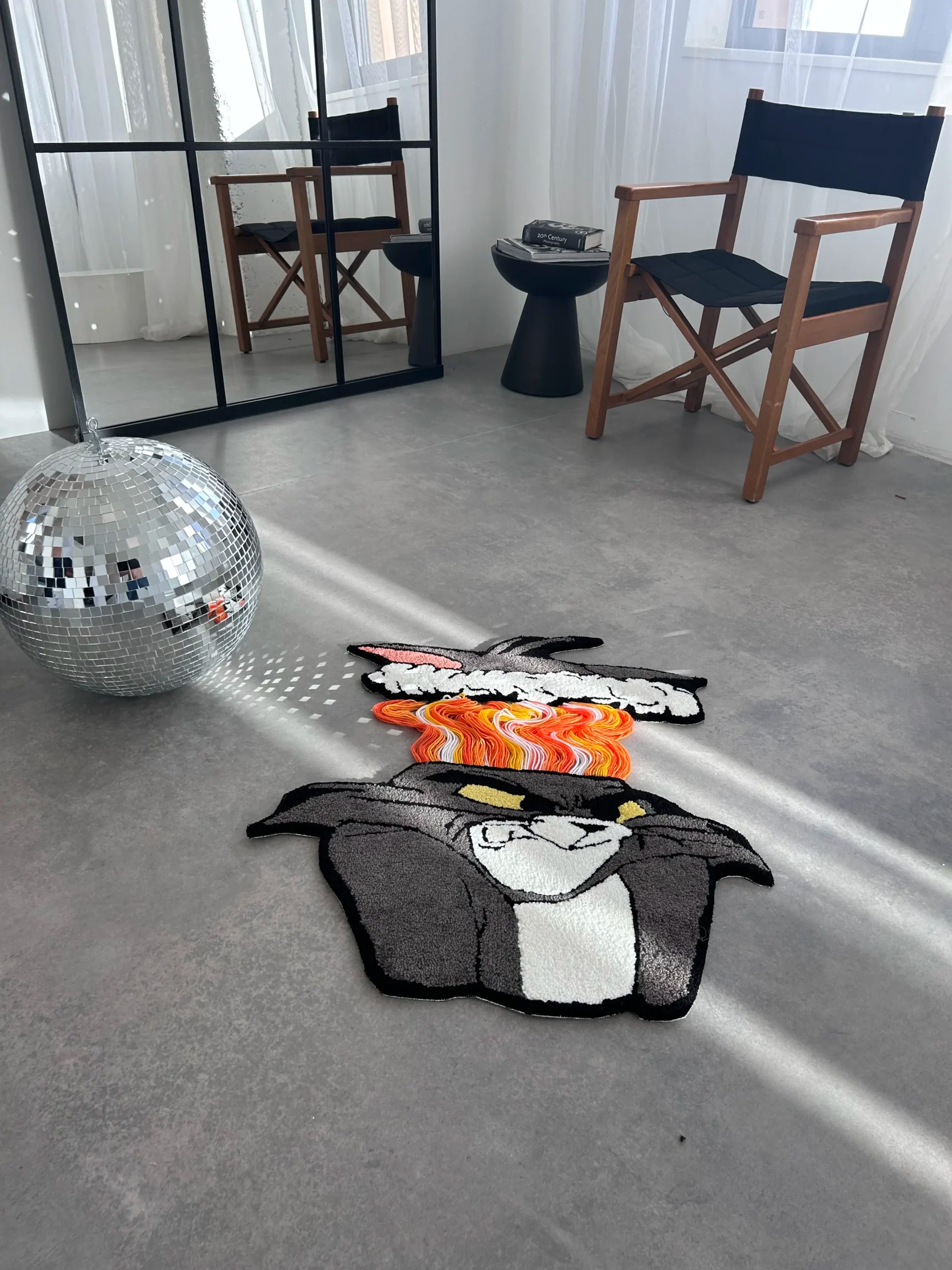 Disgruntled Cat Tufted Rug - Funny Cartoon Room Decor - BOYOGO example 1