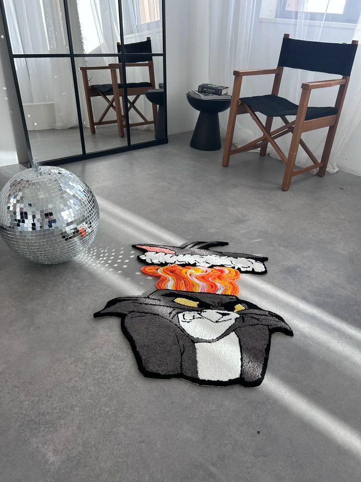 Disgruntled Cat Tufted Rug - Funny Cartoon Room Decor - BOYOGO example 1