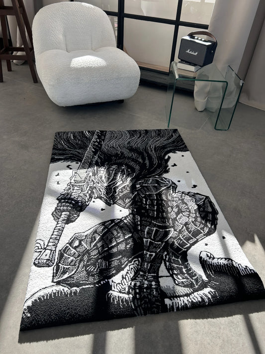 Black Swordsman Inspired Tufted Rug - Dramatic Anime Room Decor - BOYOGO example 1
