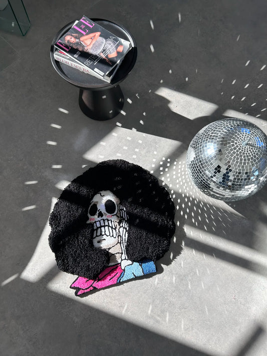 Afro Skeleton Character Tufted Rug - Bold Anime Room Decor - BOYOGO example 1
