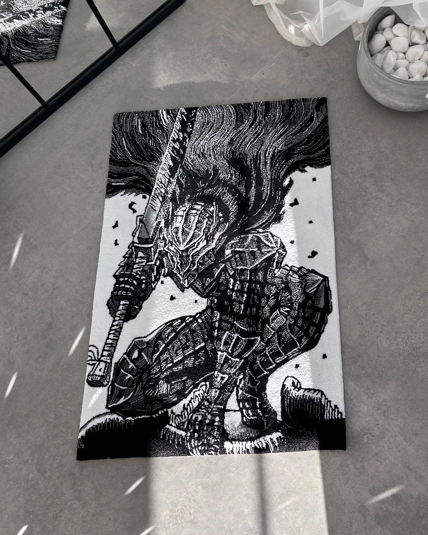 Black Swordsman Inspired Tufted Rug - Dramatic Anime Room Decor - BOYOGO example 4