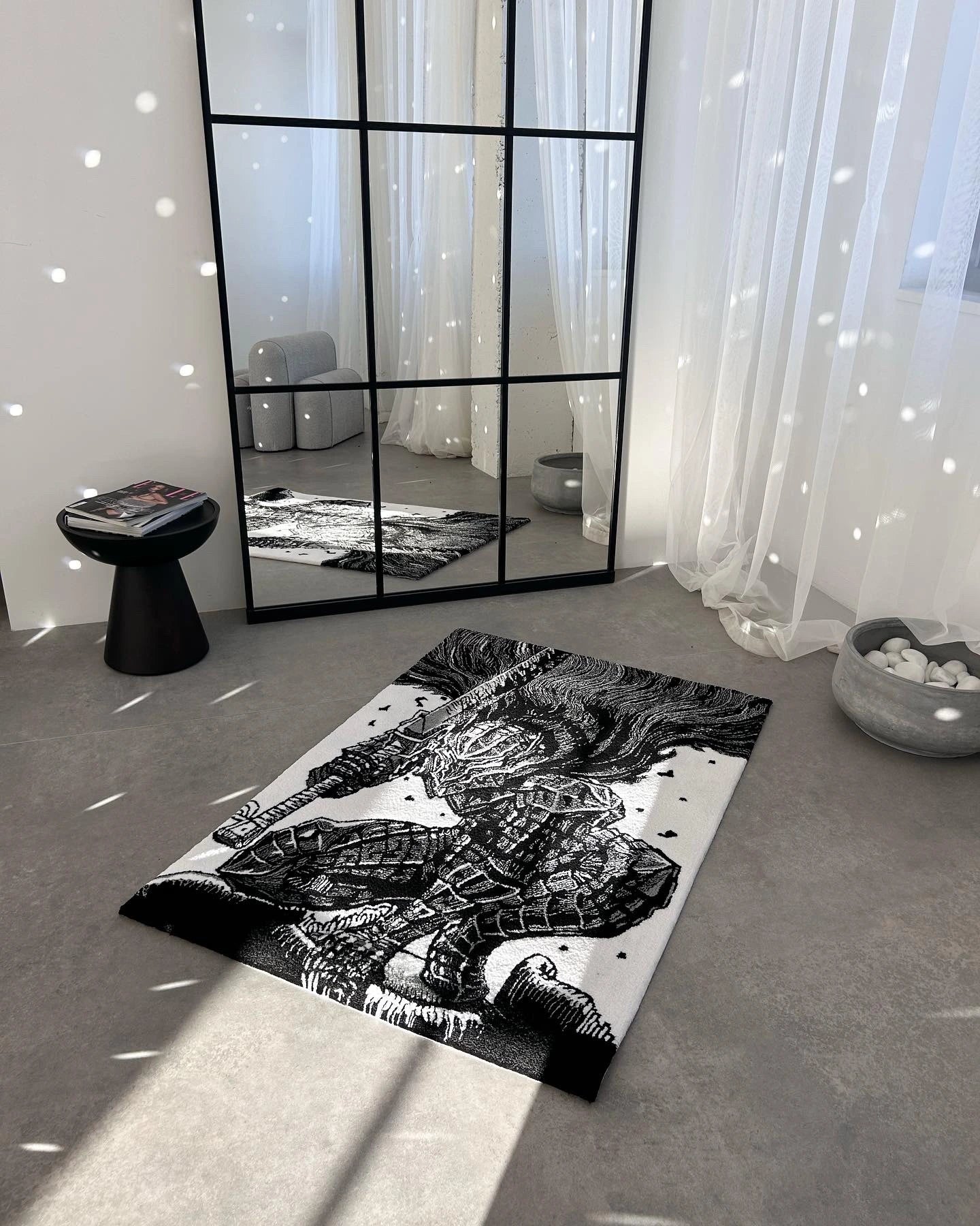 Black Swordsman Inspired Tufted Rug - Dramatic Anime Room Decor - BOYOGO example 5