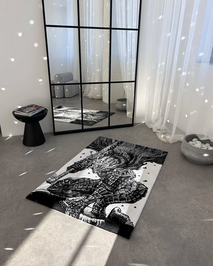 Black Swordsman Inspired Tufted Rug - Dramatic Anime Room Decor - BOYOGO example 5