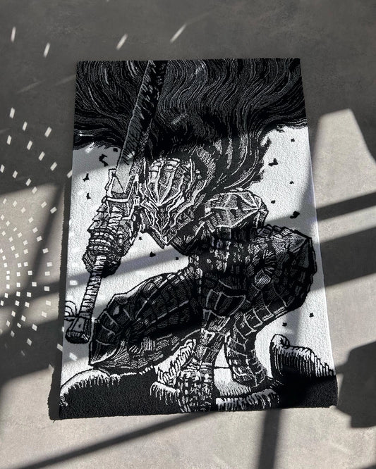 Black Swordsman Inspired Tufted Rug - Dramatic Anime Room Decor - BOYOGO example 2