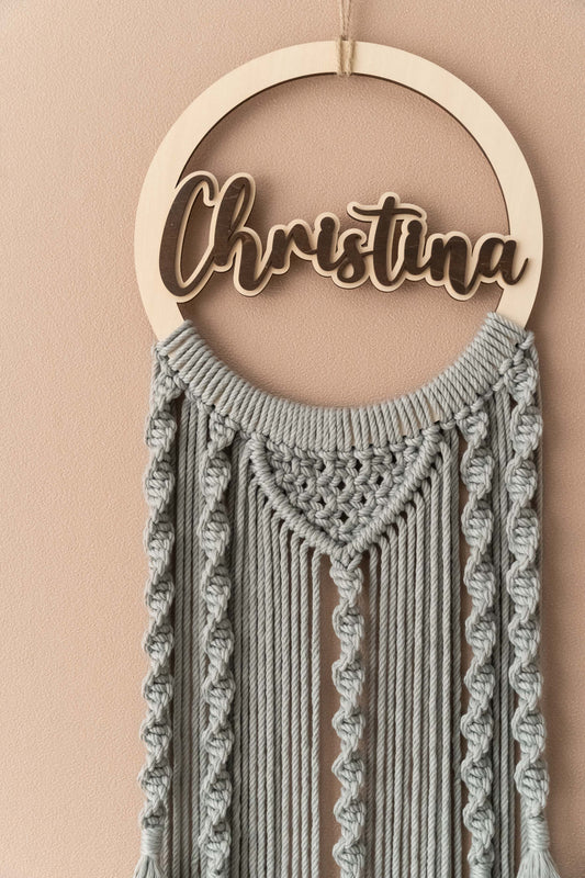 Personalized Macrame Name Sign - 3 Boho Wall Hanging Styles – close-up product detail